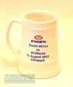 Scarce 1992 South Africa v New Zealand Ceramic Rugby Tankard: 6” high x 5.5” wide inc handle,