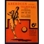 1937 Tour of South Africa, Transvaal v Aberdeen official match programmes at Johannesburg 12 June,