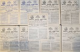 Selection of West Ham Utd football match programmes to include 1950/51 Cardiff City (FAC), 1951/52