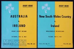 1967 Scarce Ireland Down Under Rugby Programmes (2): The Test v Australia and the hard-to-find NSW