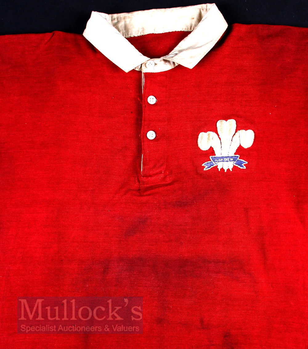 1920s Scarce Wales Scarlet International Rugby Jersey exchanged with Dr A C Gillies - Image 6 of 6