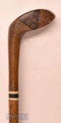 Interesting Early Sunday Golf Walking Stick fitted with persimmon socket head curved sole wood