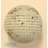Good Large Guttie Moulded square mesh pattern golf ball – retaining most of the original white paint