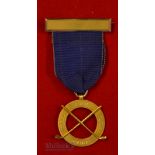 1909 Warren Golf Club (Inst 1892) 15ct Gold Medal – c/w blue ribbon and yellow bar – made by