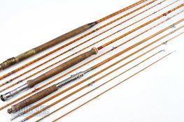Hardy Split Cane Salmon Rod 12ft 3 piece with brass fittings, red agate lined butt and tip rings,