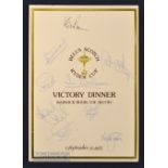 1985 Ryder Cup Golf Victory Dinner Signed Menu – held at The Belfry and won by Europe for the