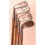 4x good left hand half set of irons – 2x Spalding Hammer Brand a jigger and deep face mashie, Hammer