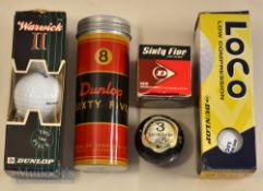 Early Dunlop Sixty Five Golf Ball Tin for 3 and later Dunlop Golf Balls – to incl 3x Dunlop