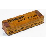 Rare Dunlop Yellow Golf Ball Tin Box for 12 balls – c/w original label for Dunlop 29 Recessed Pat