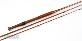 c1900s Greenheart 12ft 6in 3 Piece Fly Rod overall restored example that displays well, in cloth