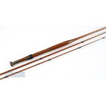 c1900s Greenheart 12ft 6in 3 Piece Fly Rod overall restored example that displays well, in cloth