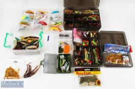 6x Boxes of Assorted Lures incl over 20 large plugs and spoons, 20 mini plugs, 100+ rubber lures,