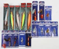 A collection of 17 lures and spinners 5 by Rapala Magnum 14cm sinking lures in assorted colours