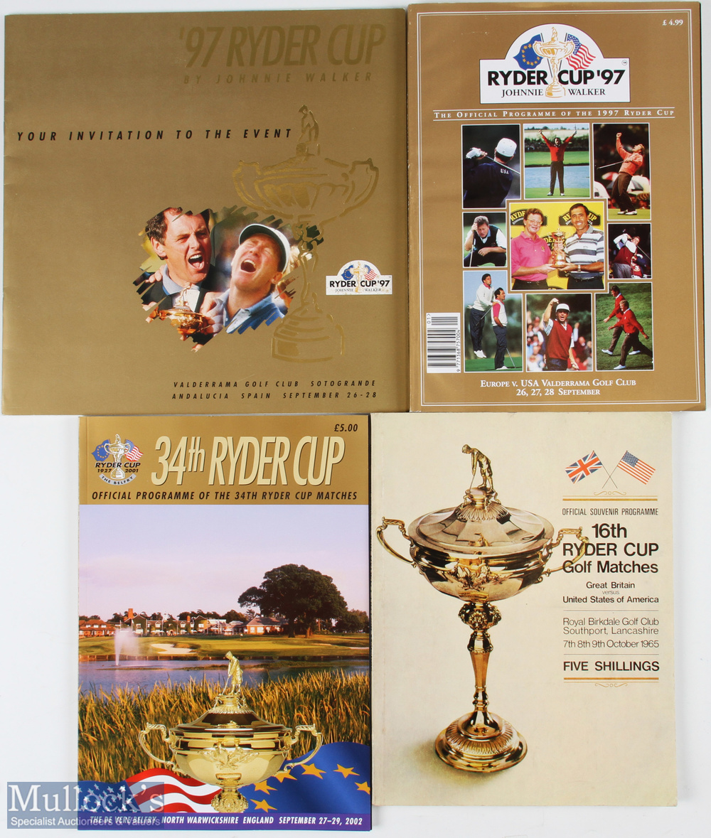 3x Ryder Cup Programmes and Hospitality Brochure (4) –1965 Royal Birkdale; 1997 Valderrama c/w