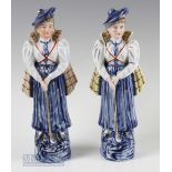2 Early 20th century Continental Ceramic Lady Golfer Figures both standing holding club, both