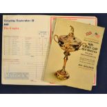 1965 Ryder Cup Programme and 1969 Draw Sheet (2) – played at Royal Birkdale Golf Club with USA