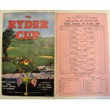 1957 Ryder Cup Programme and draw sheet – played at Lindrick won by the GB&I 7.5 to 4.5 for the