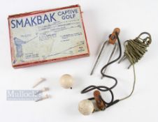 ‘SmakBak Captive Golf’ Golf Practice aid within original red box, two balls, two pegs, string and