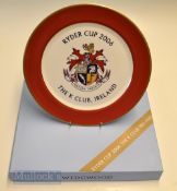Scarce 2006 Ryder Cup Commemorative Wedgwood Bone China Plate – with K Club Crest, gilt rim and in