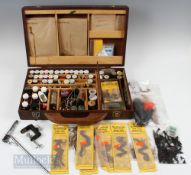 Large Fly Tying Case and Contents – incl vice, tools, silks, cottons, hooks, feathers, furs etc,