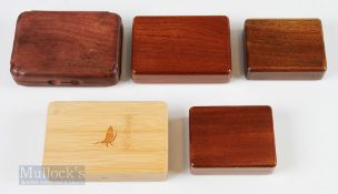 5x Wooden Pocket Fly Boxes with foam interiors, all appear as new and unused (5)