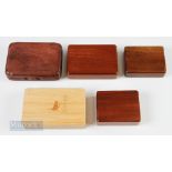 5x Wooden Pocket Fly Boxes with foam interiors, all appear as new and unused (5)