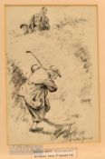 Bert Thomas (b.1883-d.1966) Original humourist pen and ink golfing sketch titled “The Man Above” –