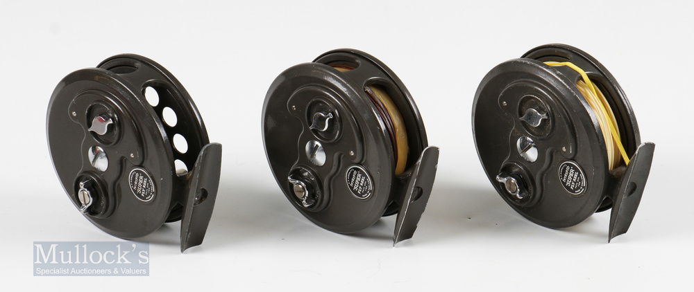 3 x K P Moritts Intrepid Super Fly reels 3 ¼ plus 1 plastic case and spare spool all runs free - Image 2 of 2