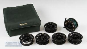 Wychwood Reel Bag and Contents 8 compartment reel case with an unnamed 3 ¾” composite fly reel