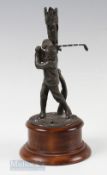 Good Britannia metal Vic. golfing figure spill vase c1890 – mounted on a naturalistic circular