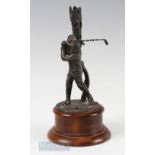 Good Britannia metal Vic. golfing figure spill vase c1890 – mounted on a naturalistic circular