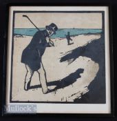 Sir William Nicholson (1872-1949) wood block golfing illustration – from the “An Almanac of Twelve