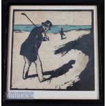 Sir William Nicholson (1872-1949) wood block golfing illustration – from the “An Almanac of Twelve