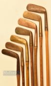 7x various brass blade putters - Gem model, bent neck model, wry neck model, centre balance