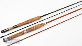 Foster Bros Split Cane Rod 8ft 7in 2 piece, no H67965, agate lined butt and tip rings, with a