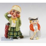 Staffordshire ‘Lady Golfer Character Jug measures 18cm together with another er Lady Golfer