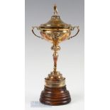 1987 Players Ryder Cup Silver-Gilt Trophy Awarded to Gordon Brand Jnr the cover having a standing