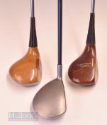 3x assorted woods – Joe Powell USA persimmon driver stamped Classic to the sole and firing pin