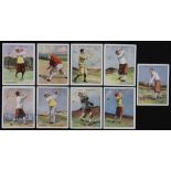 Selection of 1930 WD & HO Wills ‘Famous Golfers’ Cigarette cards large format, features 4, 11, 12,