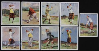 Selection of 1930 WD & HO Wills ‘Famous Golfers’ Cigarette cards large format, features 4, 11, 12,