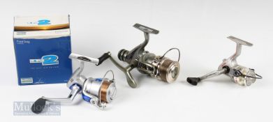3x Shakespeare Spinning Reels – IN2 front drag reel with spare spool in original box, Ultra Lite