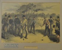 Early Vic Golfing Scene colour print titled ‘Golf Match on Blackheath 1870’ between Blackheath and