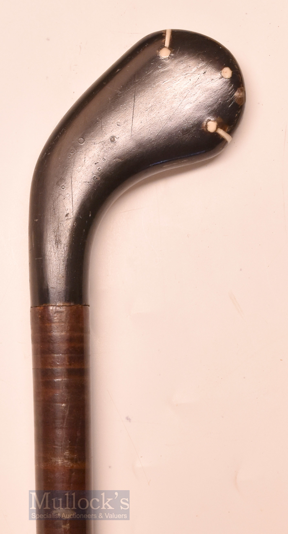 Unusual Sunday Golf Walking Stick fitted with ebony duplex putter style handle with ivorine toe - Image 2 of 2