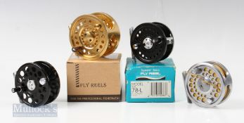 4x Assorted Fly Reels – Shimano Ultegra 5/6 3” reel with counter balance handle, in Farlows pouch