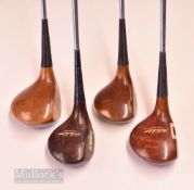 4x assorted Spalding Persimmon Woods – incl 2x Walter Burkemo model – all fitted with Golf Pride
