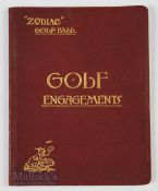 Very Rare 1913 “Zodiac” Golf Ball Golf Engagement Diary – A4 size in the original red and gilt cloth