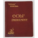 Very Rare 1913 “Zodiac” Golf Ball Golf Engagement Diary – A4 size in the original red and gilt cloth