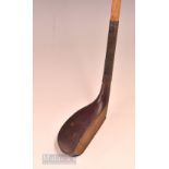 C Clay Ranelagh GC semi longnose scare neck narrow head putter 1905 with full length slim hide