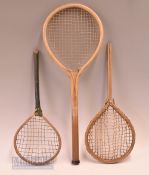 3x Victorian strung wooden battledores no apparent maker’s marks, varying conditions, one with