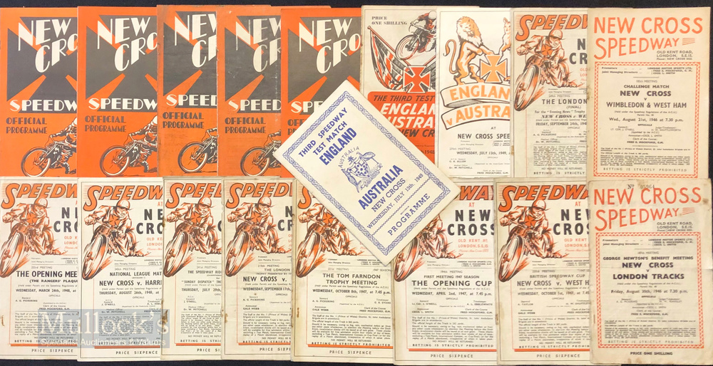 1946-1949 New Cross Speedway Programmes incl 46 London Tracks, Wimbledon & West Ham, 47 West Ham,